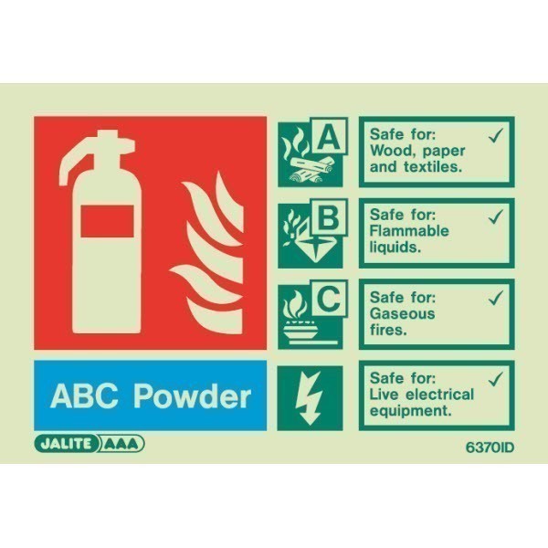 ABC powder fire extinguisher sign portrait