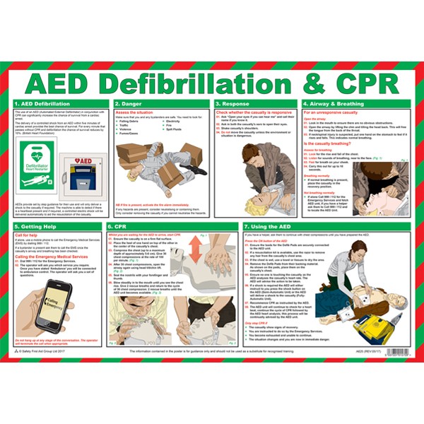AED Defibrillation and CPR A2 Poster