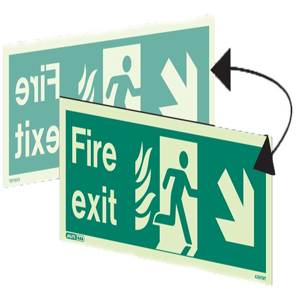 Shop our Hanging NHS Fire Exit Down Right 439HTMDS