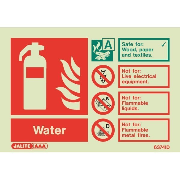 water fire extinguisher sign portrait
