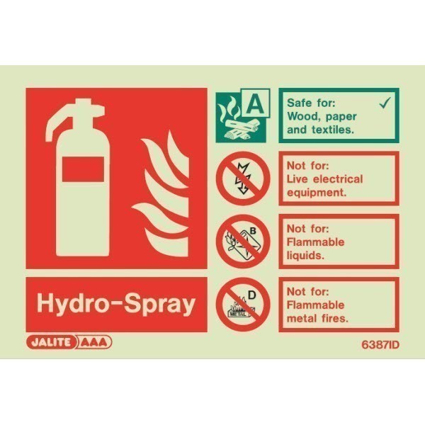 hydrospray fire extinguisher sign portrait