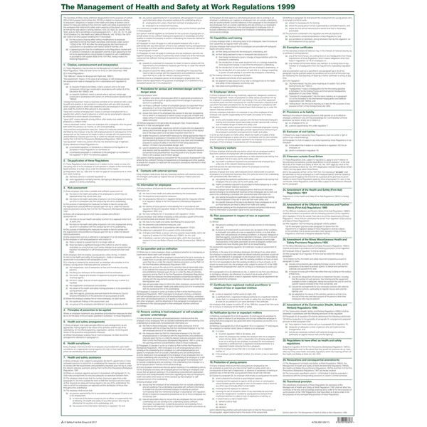 The Management of Health & Safety at Work Regulations A1 Poster
