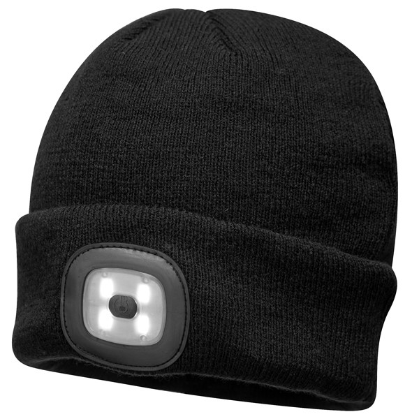 Rechargeable LED Beanie Hat - Black