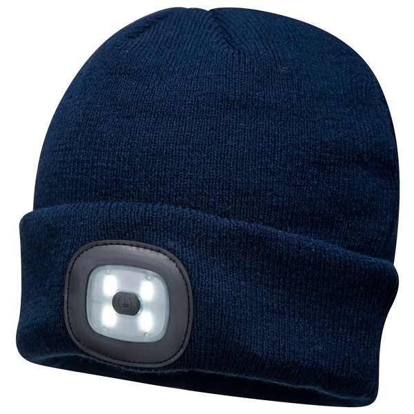 Rechargeable LED Beanie Hat - Navy
