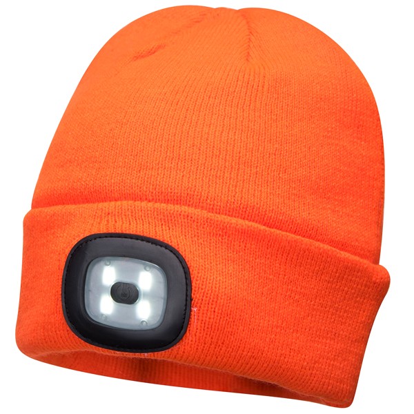 Rechargeable LED Beanie Hat - Orange