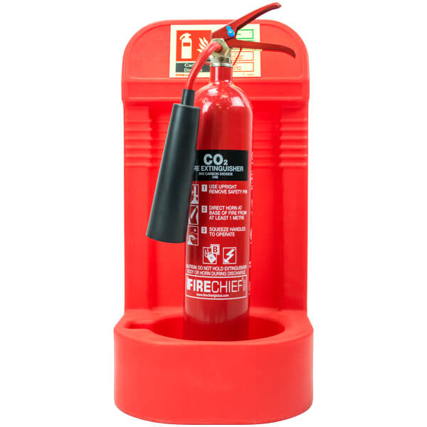 Red Fire Extinguisher Stand - With Extinguisher