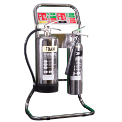 Compact Chrome Double Fire Extinguisher Stand - Extinguishers Not Included