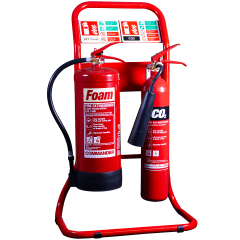 Compact Red Double Fire Extinguisher Stand - Extinguisher & Signs Not Included
