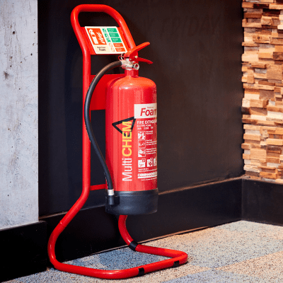Compact Red Fire Extinguisher Stand - Insitu